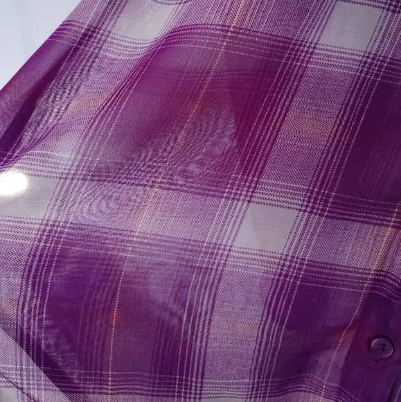Kirra Sheer Plaid Button Down Roll Up Sleeves - Picture 10 of 14